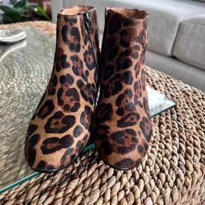 Kelsi Dagger Leopard Print Leather Calf
Hair Heeled Side Zip Ankle Boots